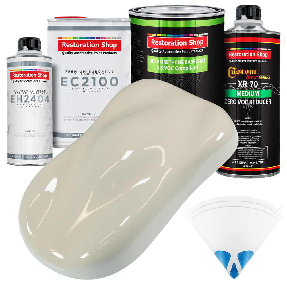 Performance Bright White - LOW VOC Urethane Basecoat with European Clearcoat Auto Paint - Complete Quart Paint Color Kit - Automotive Coating