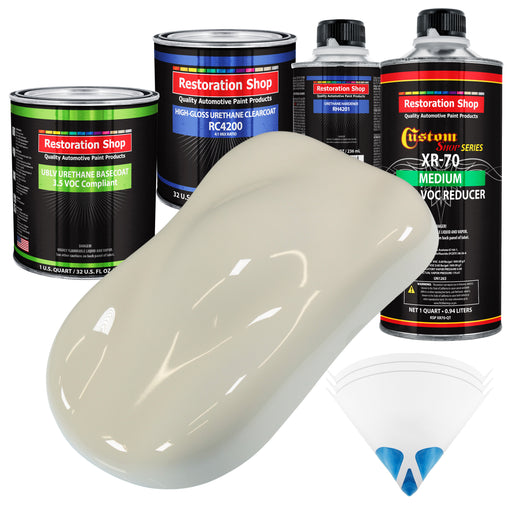 Performance Bright White - LOW VOC Urethane Basecoat with Clearcoat Auto Paint (Complete Medium Quart Paint Kit) Professional Gloss Automotive Coating