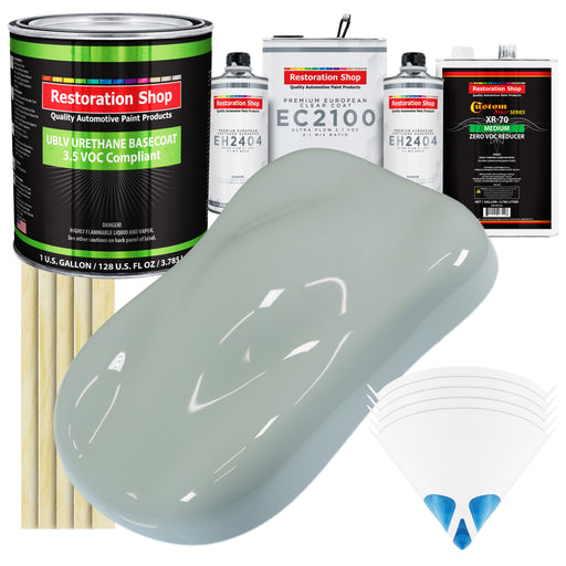 Fleet White - LOW VOC Urethane Basecoat with European Clearcoat Auto Paint - Complete Gallon Paint Color Kit - Automotive Coating