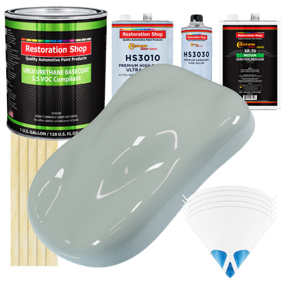 Fleet White - LOW VOC Urethane Basecoat with Premium Clearcoat Auto Paint - Complete Medium Gallon Paint Kit - Professional Gloss Automotive Coating