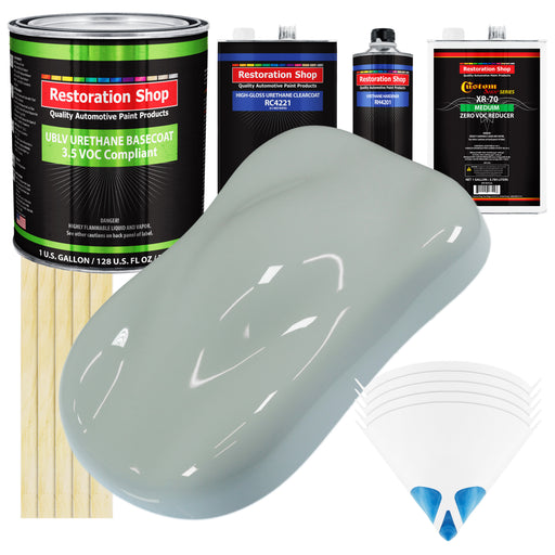 Fleet White - LOW VOC Urethane Basecoat with Clearcoat Auto Paint - Complete Medium Gallon Paint Kit - Professional High Gloss Automotive Coating