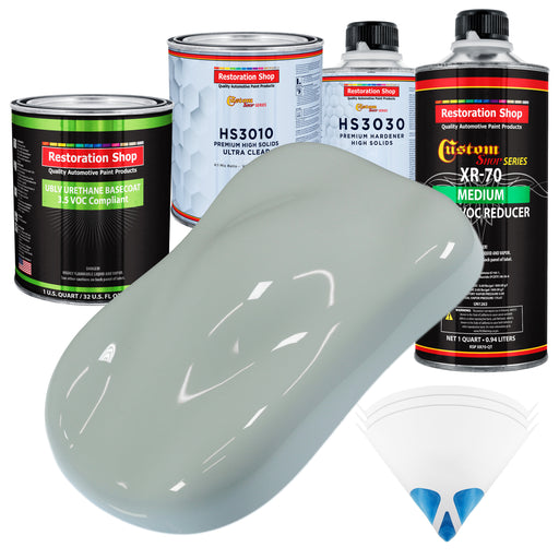 Fleet White - LOW VOC Urethane Basecoat with Premium Clearcoat Auto Paint (Complete Medium Quart Paint Kit) Professional High Gloss Automotive Coating