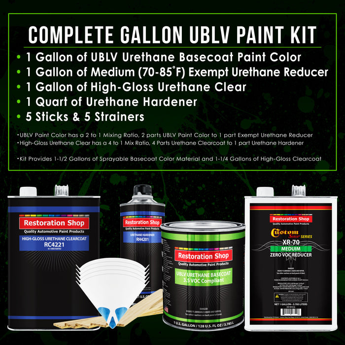 Cameo White - LOW VOC Urethane Basecoat with Clearcoat Auto Paint - Complete Medium Gallon Paint Kit - Professional High Gloss Automotive Coating