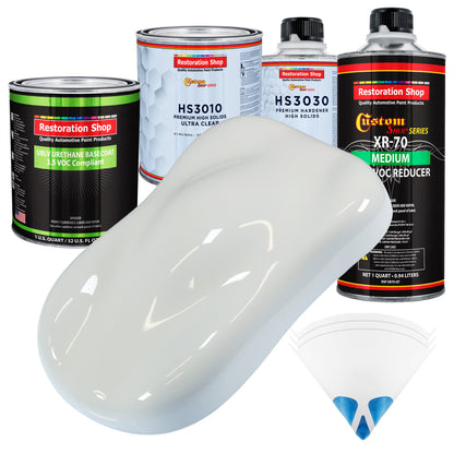 Cameo White - LOW VOC Urethane Basecoat with Premium Clearcoat Auto Paint (Complete Medium Quart Paint Kit) Professional High Gloss Automotive Coating