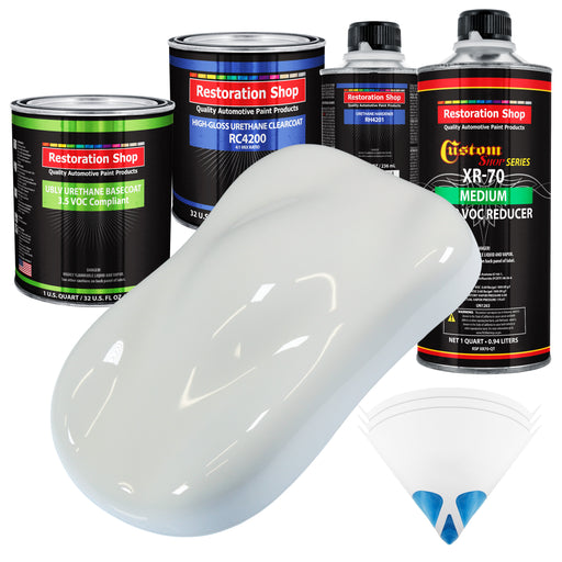 Cameo White - LOW VOC Urethane Basecoat with Clearcoat Auto Paint - Complete Medium Quart Paint Kit - Professional High Gloss Automotive Coating
