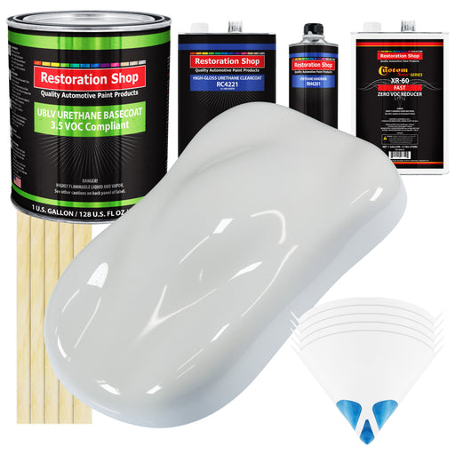 Championship White - LOW VOC Urethane Basecoat with Clearcoat Auto Paint - Complete Fast Gallon Paint Kit - Professional High Gloss Automotive Coating