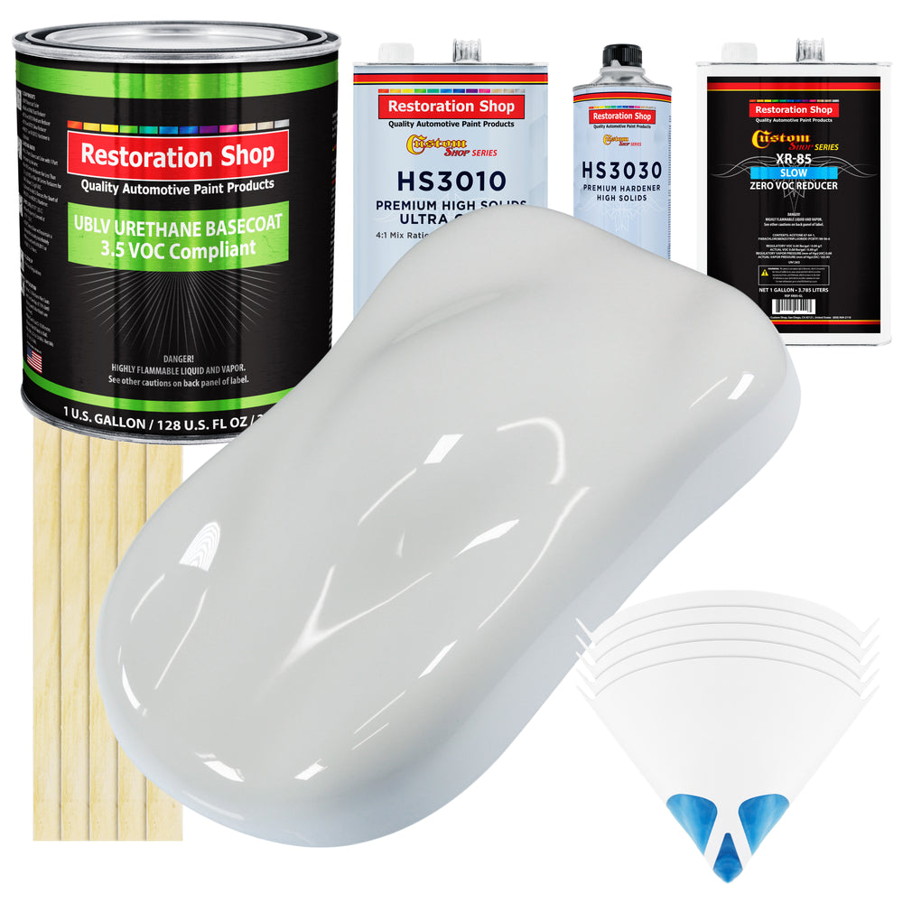 Championship White - LOW VOC Urethane Basecoat with Premium Clearcoat Auto Paint - Complete Slow Gallon Paint Kit - Professional Automotive Coating