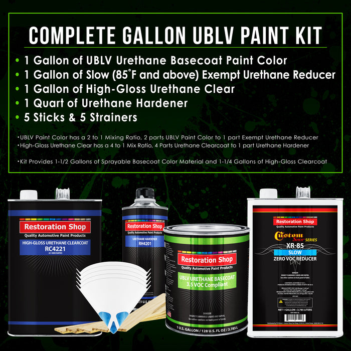 Championship White - LOW VOC Urethane Basecoat with Clearcoat Auto Paint - Complete Slow Gallon Paint Kit - Professional High Gloss Automotive Coating