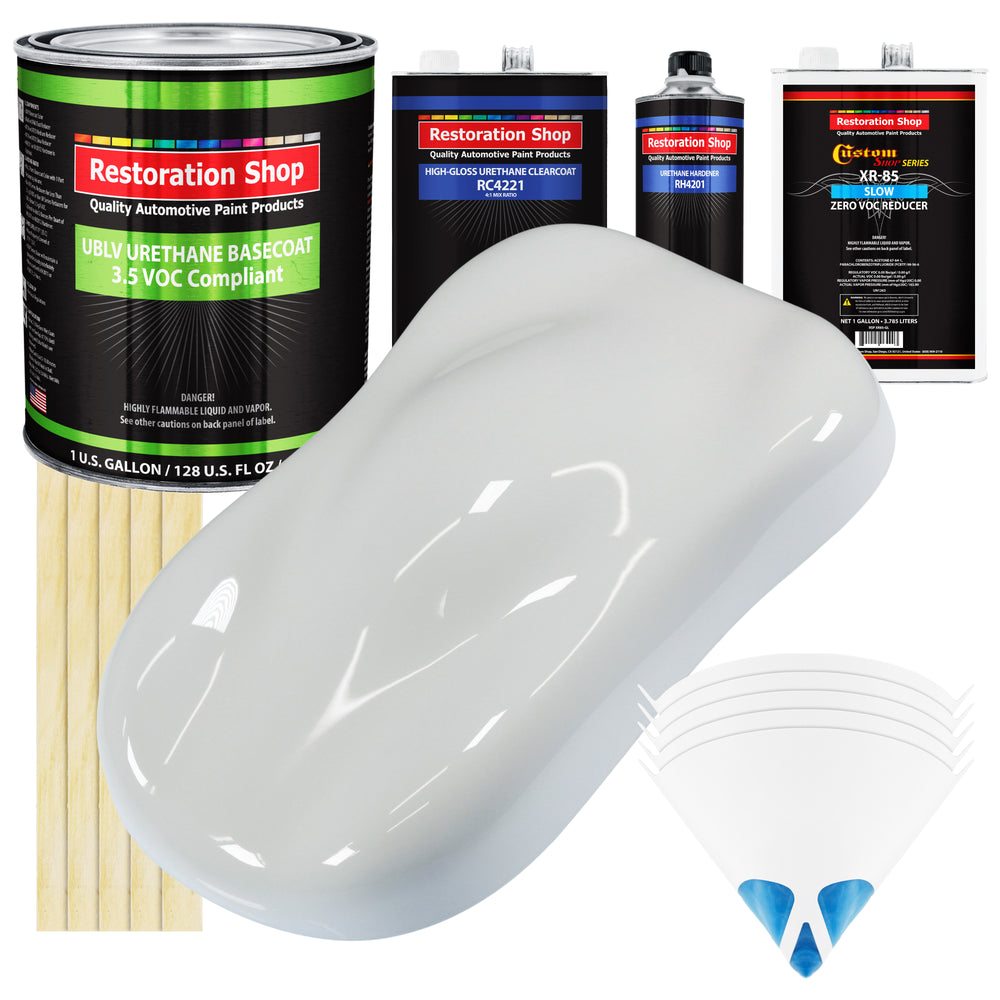 Championship White - LOW VOC Urethane Basecoat with Clearcoat Auto Paint - Complete Slow Gallon Paint Kit - Professional High Gloss Automotive Coating