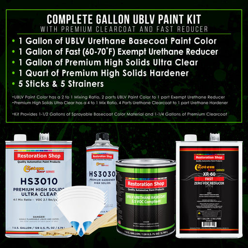 Wispy White - LOW VOC Urethane Basecoat with Premium Clearcoat Auto Paint (Complete Fast Gallon Paint Kit) Professional High Gloss Automotive Coating