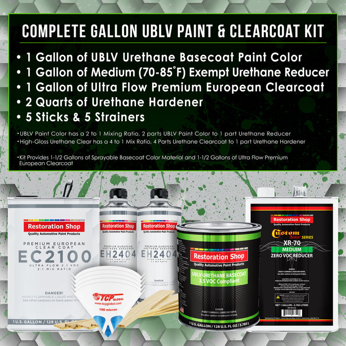 Wispy White - LOW VOC Urethane Basecoat with European Clearcoat Auto Paint - Complete Gallon Paint Color Kit - Automotive Coating