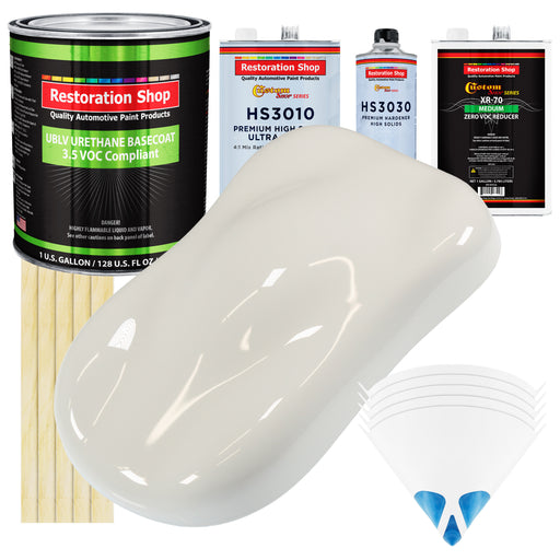 Wispy White - LOW VOC Urethane Basecoat with Premium Clearcoat Auto Paint - Complete Medium Gallon Paint Kit - Professional Gloss Automotive Coating