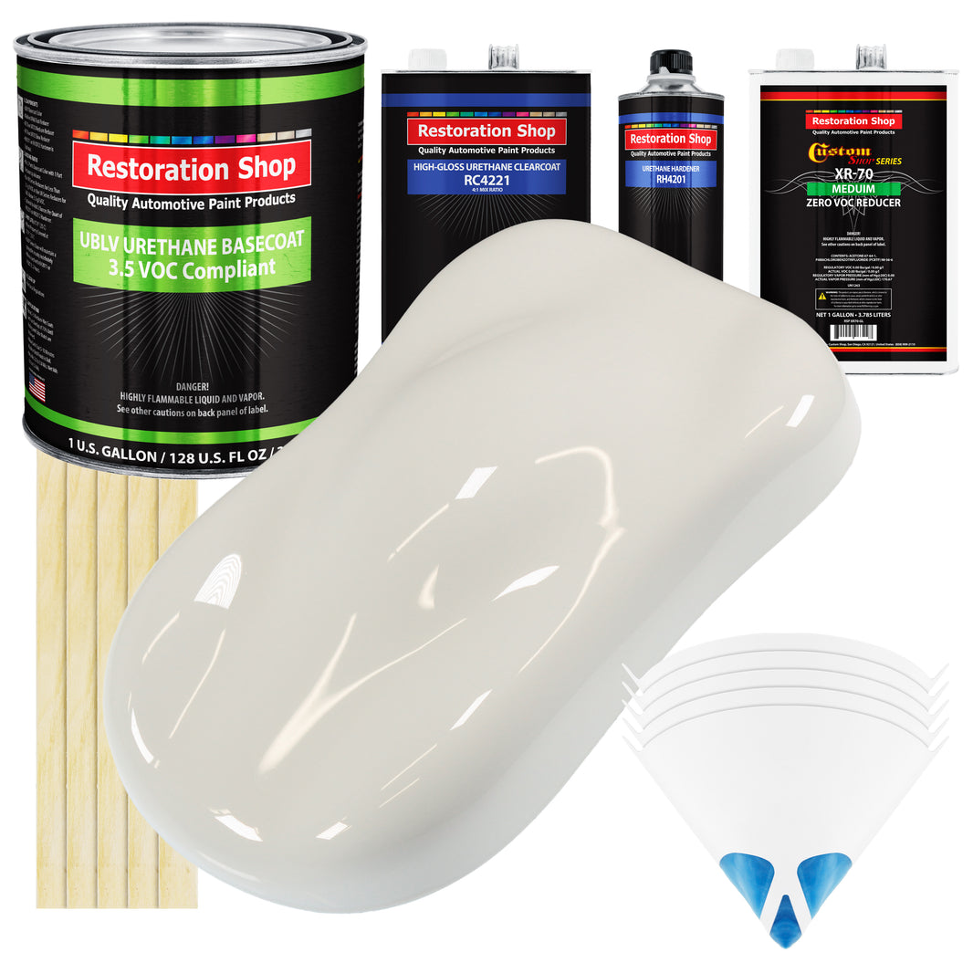Wispy White - LOW VOC Urethane Basecoat with Clearcoat Auto Paint - Complete Medium Gallon Paint Kit - Professional High Gloss Automotive Coating