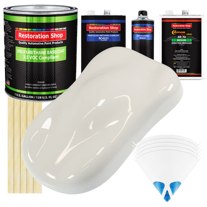 Wispy White - LOW VOC Urethane Basecoat with Clearcoat Auto Paint - Complete Medium Gallon Paint Kit - Professional High Gloss Automotive Coating