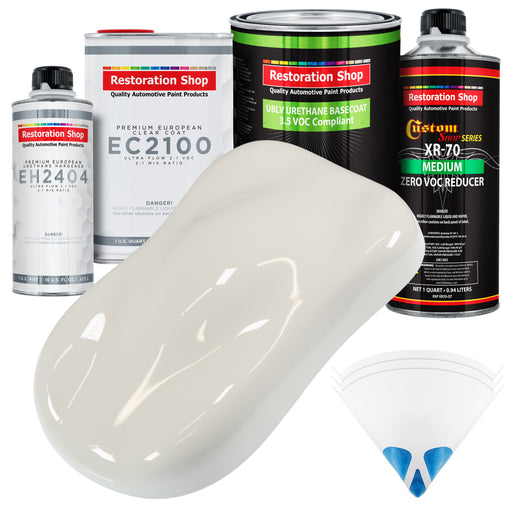 Wispy White - LOW VOC Urethane Basecoat with European Clearcoat Auto Paint - Complete Quart Paint Color Kit - Automotive Coating