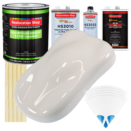 Oxford White - LOW VOC Urethane Basecoat with Premium Clearcoat Auto Paint (Complete Fast Gallon Paint Kit) Professional High Gloss Automotive Coating