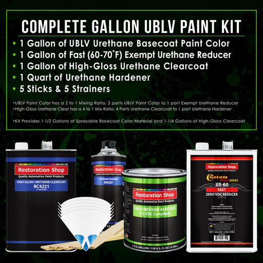 Oxford White - LOW VOC Urethane Basecoat with Clearcoat Auto Paint - Complete Fast Gallon Paint Kit - Professional High Gloss Automotive Coating