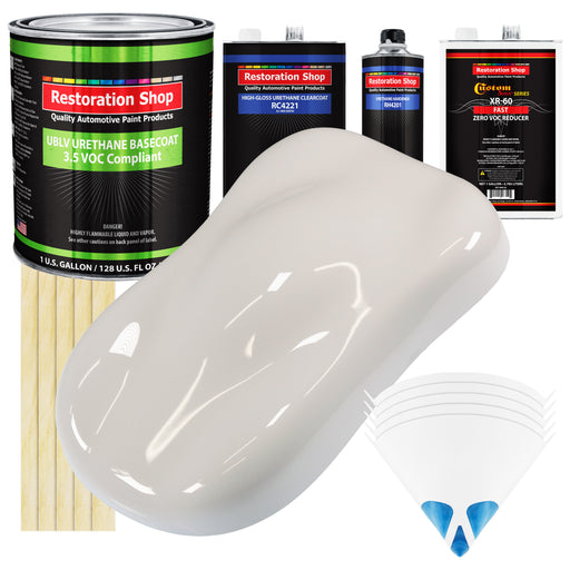 Oxford White - LOW VOC Urethane Basecoat with Clearcoat Auto Paint - Complete Fast Gallon Paint Kit - Professional High Gloss Automotive Coating