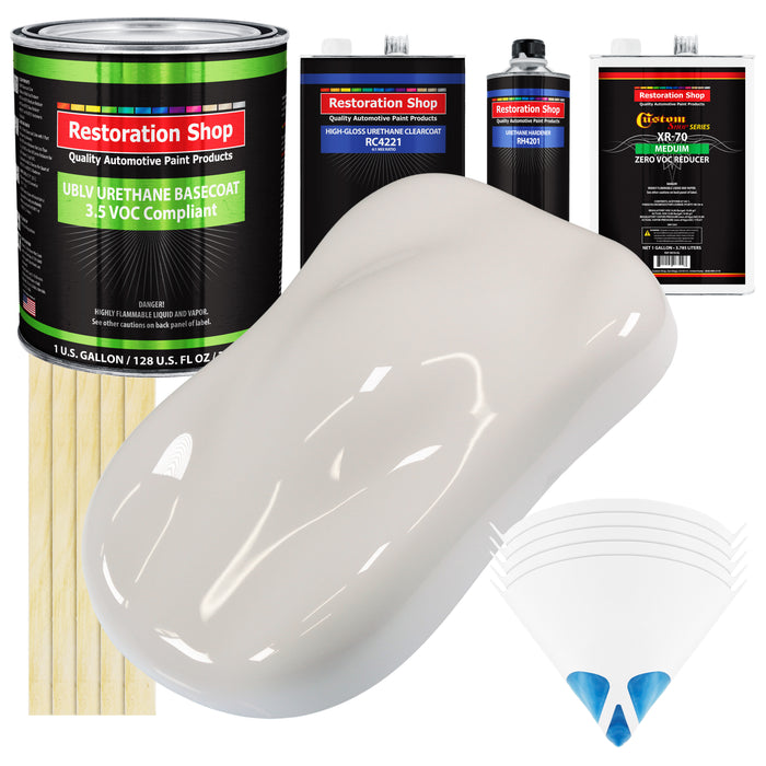 Oxford White - LOW VOC Urethane Basecoat with Clearcoat Auto Paint - Complete Medium Gallon Paint Kit - Professional High Gloss Automotive Coating