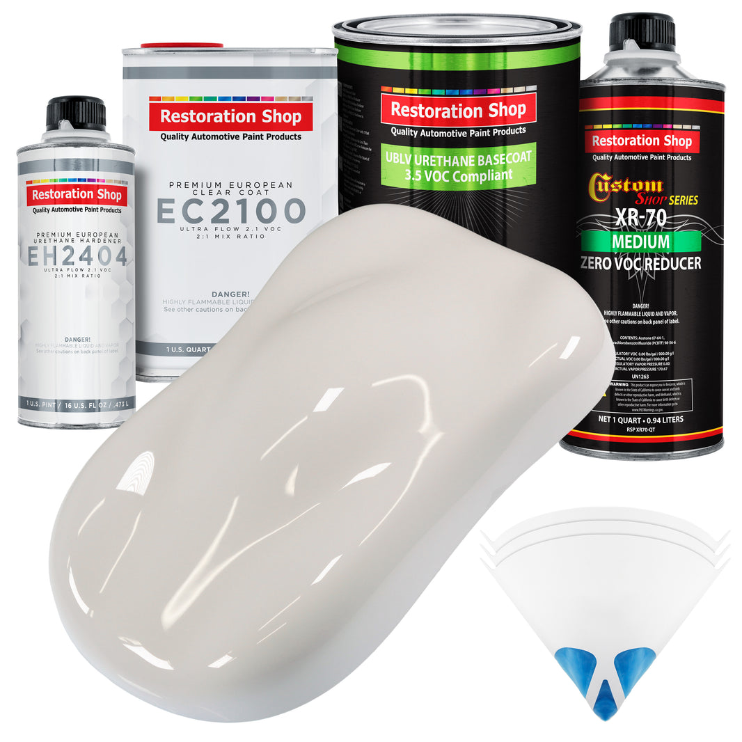 Oxford White - LOW VOC Urethane Basecoat with European Clearcoat Auto Paint - Complete Quart Paint Color Kit - Automotive Coating