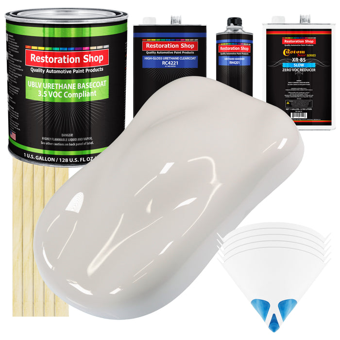 Oxford White - LOW VOC Urethane Basecoat with Clearcoat Auto Paint - Complete Slow Gallon Paint Kit - Professional High Gloss Automotive Coating