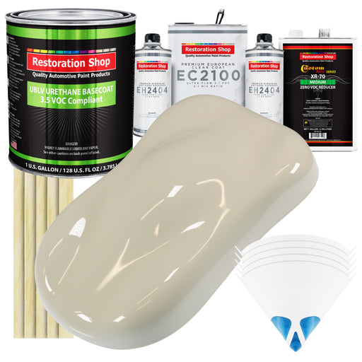 Olympic White - LOW VOC Urethane Basecoat with European Clearcoat Auto Paint - Complete Gallon Paint Color Kit - Automotive Coating