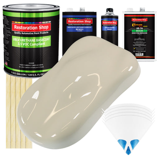 Olympic White - LOW VOC Urethane Basecoat with Clearcoat Auto Paint - Complete Medium Gallon Paint Kit - Professional High Gloss Automotive Coating