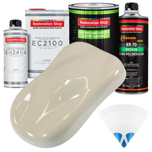 Olympic White - LOW VOC Urethane Basecoat with European Clearcoat Auto Paint - Complete Quart Paint Color Kit - Automotive Coating