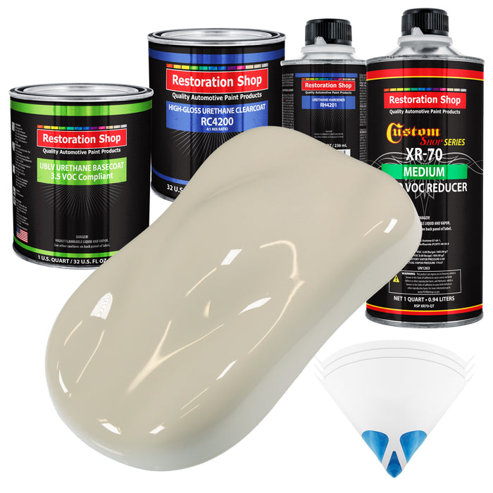 Olympic White - LOW VOC Urethane Basecoat with Clearcoat Auto Paint - Complete Medium Quart Paint Kit - Professional High Gloss Automotive Coating