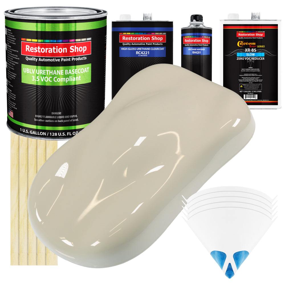 Olympic White - LOW VOC Urethane Basecoat with Clearcoat Auto Paint - Complete Slow Gallon Paint Kit - Professional High Gloss Automotive Coating