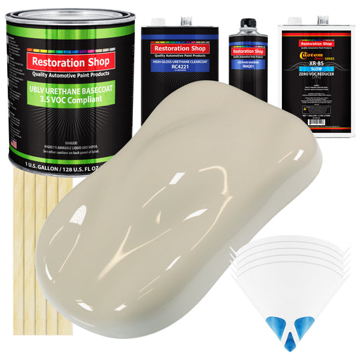 Olympic White - LOW VOC Urethane Basecoat with Clearcoat Auto Paint - Complete Slow Gallon Paint Kit - Professional High Gloss Automotive Coating