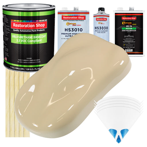 Ivory - LOW VOC Urethane Basecoat with Premium Clearcoat Auto Paint - Complete Medium Gallon Paint Kit - Professional High Gloss Automotive Coating