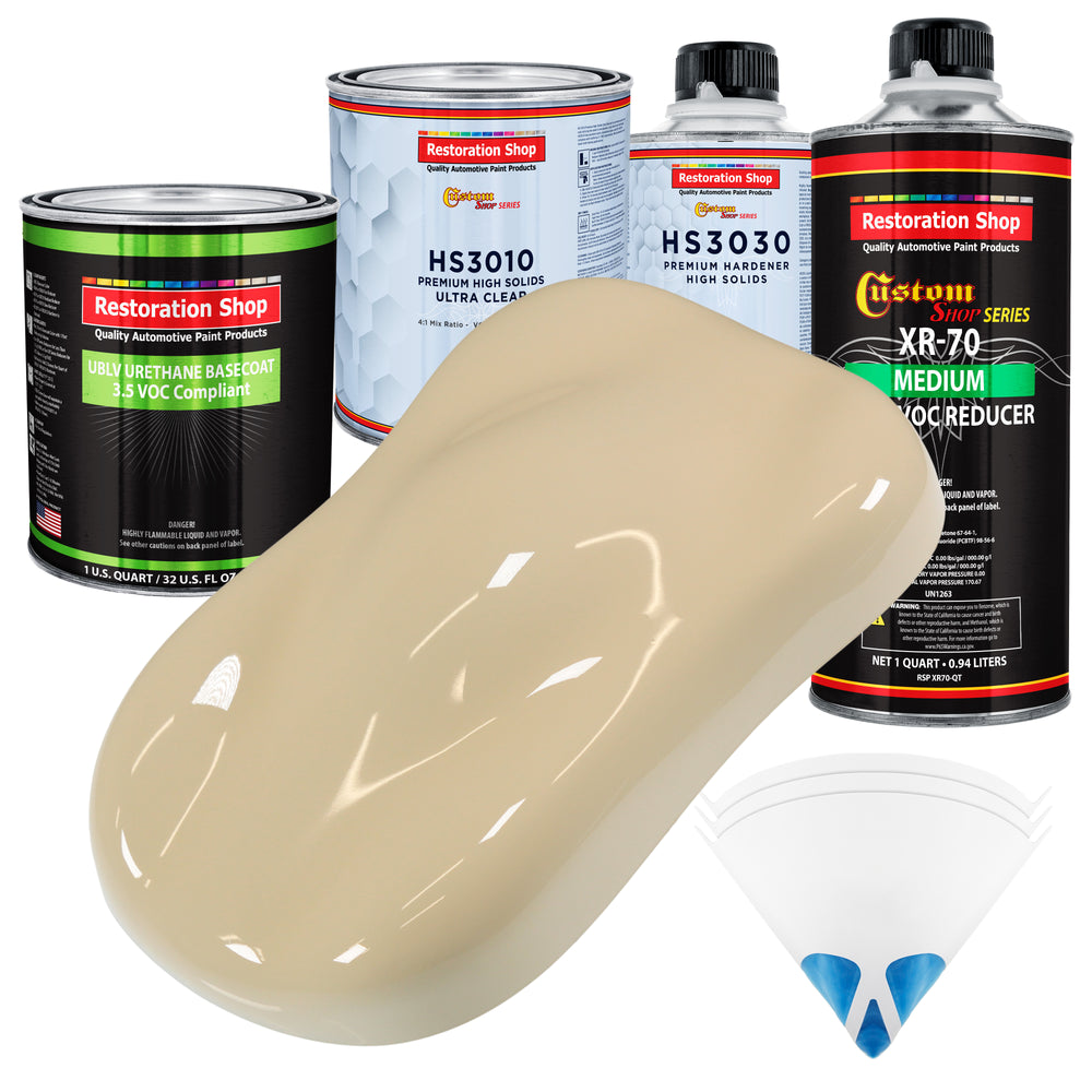 Ivory - LOW VOC Urethane Basecoat with Premium Clearcoat Auto Paint - Complete Medium Quart Paint Kit - Professional High Gloss Automotive Coating