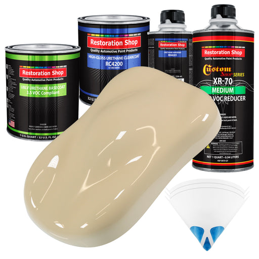 Ivory - LOW VOC Urethane Basecoat with Clearcoat Auto Paint - Complete Medium Quart Paint Kit - Professional High Gloss Automotive Coating