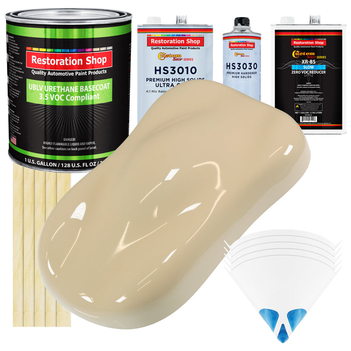 Ivory - LOW VOC Urethane Basecoat with Premium Clearcoat Auto Paint - Complete Slow Gallon Paint Kit - Professional High Gloss Automotive Coating