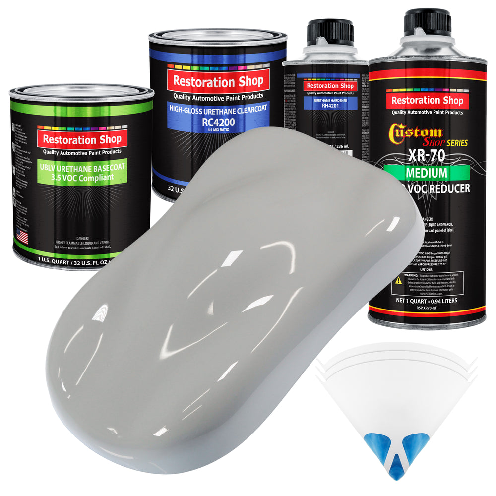 Mesa Gray - LOW VOC Urethane Basecoat with Clearcoat Auto Paint - Complete Medium Quart Paint Kit - Professional High Gloss Automotive Coating