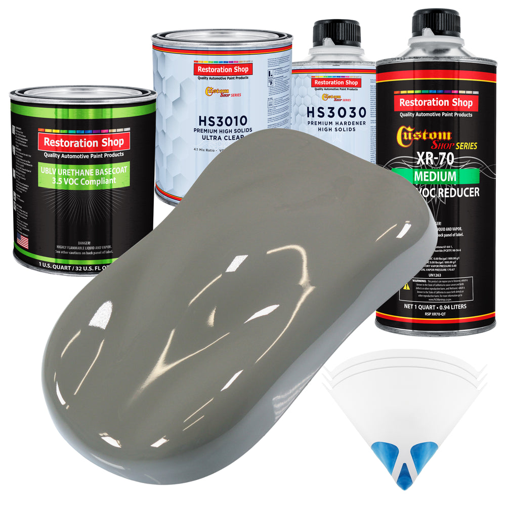 Dove Gray - LOW VOC Urethane Basecoat with Premium Clearcoat Auto Paint - Complete Medium Quart Paint Kit - Professional High Gloss Automotive Coating