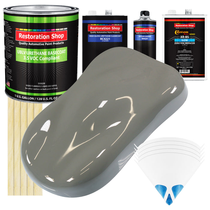 Dove Gray - LOW VOC Urethane Basecoat with Clearcoat Auto Paint - Complete Slow Gallon Paint Kit - Professional High Gloss Automotive Coating