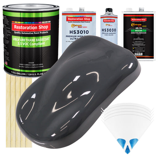 Machinery Gray - LOW VOC Urethane Basecoat with Premium Clearcoat Auto Paint (Complete Medium Gallon Paint Kit) Professional Gloss Automotive Coating