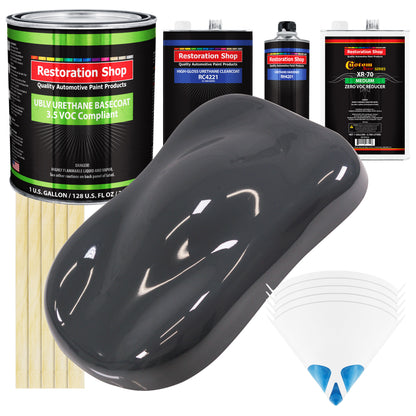 Machinery Gray - LOW VOC Urethane Basecoat with Clearcoat Auto Paint - Complete Medium Gallon Paint Kit - Professional High Gloss Automotive Coating