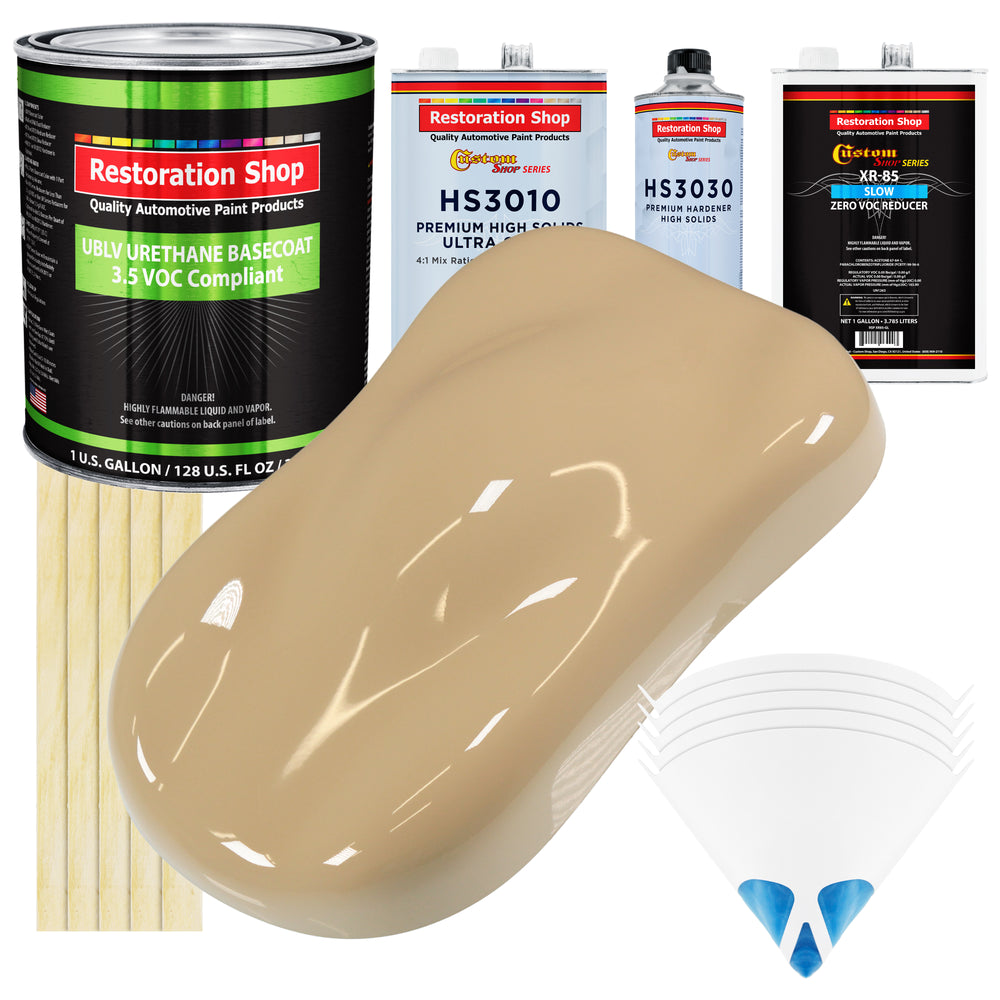 Shoreline Beige - LOW VOC Urethane Basecoat with Premium Clearcoat Auto Paint - Complete Slow Gallon Paint Kit - Professional Gloss Automotive Coating