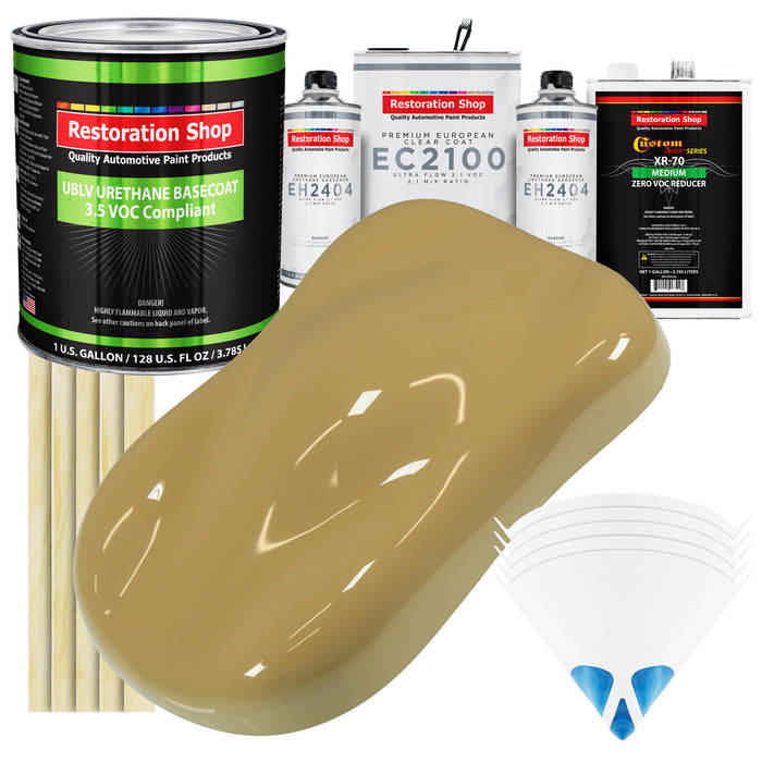 Buckskin Tan - LOW VOC Urethane Basecoat with European Clearcoat Auto Paint - Complete Gallon Paint Color Kit - Automotive Coating