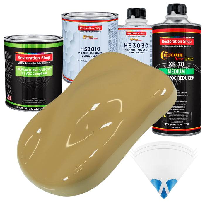 Buckskin Tan - LOW VOC Urethane Basecoat with Premium Clearcoat Auto Paint - Complete Medium Quart Paint Kit - Professional Gloss Automotive Coating