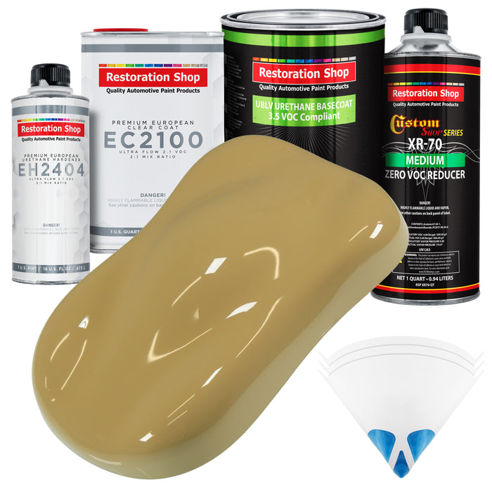 Buckskin Tan - LOW VOC Urethane Basecoat with European Clearcoat Auto Paint - Complete Quart Paint Color Kit - Automotive Coating