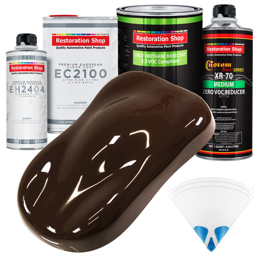 Dakota Brown - LOW VOC Urethane Basecoat with European Clearcoat Auto Paint - Complete Quart Paint Color Kit - Automotive Coating