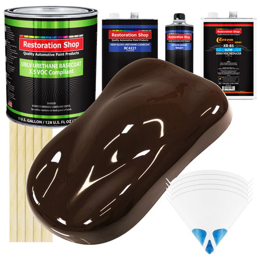 Dakota Brown - LOW VOC Urethane Basecoat with Clearcoat Auto Paint - Complete Slow Gallon Paint Kit - Professional High Gloss Automotive Coating