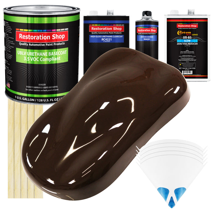 Dakota Brown - LOW VOC Urethane Basecoat with Clearcoat Auto Paint - Complete Slow Gallon Paint Kit - Professional High Gloss Automotive Coating