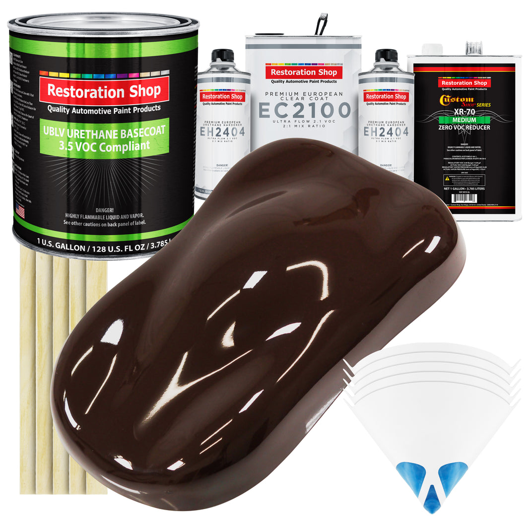 Dark Brown - LOW VOC Urethane Basecoat with European Clearcoat Auto Paint - Complete Gallon Paint Color Kit - Automotive Coating