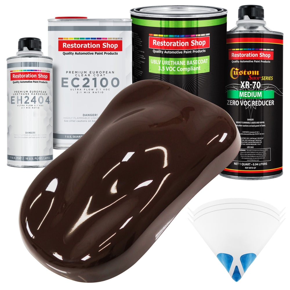 Dark Brown - LOW VOC Urethane Basecoat with European Clearcoat Auto Paint - Complete Quart Paint Color Kit - Automotive Coating