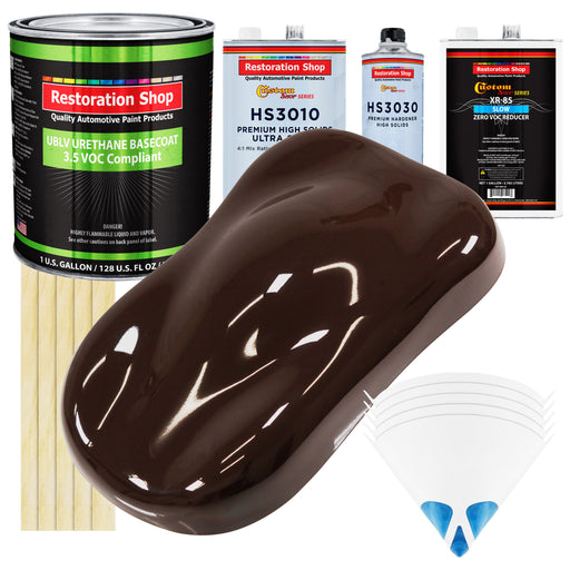 Dark Brown - LOW VOC Urethane Basecoat with Premium Clearcoat Auto Paint - Complete Slow Gallon Paint Kit - Professional High Gloss Automotive Coating